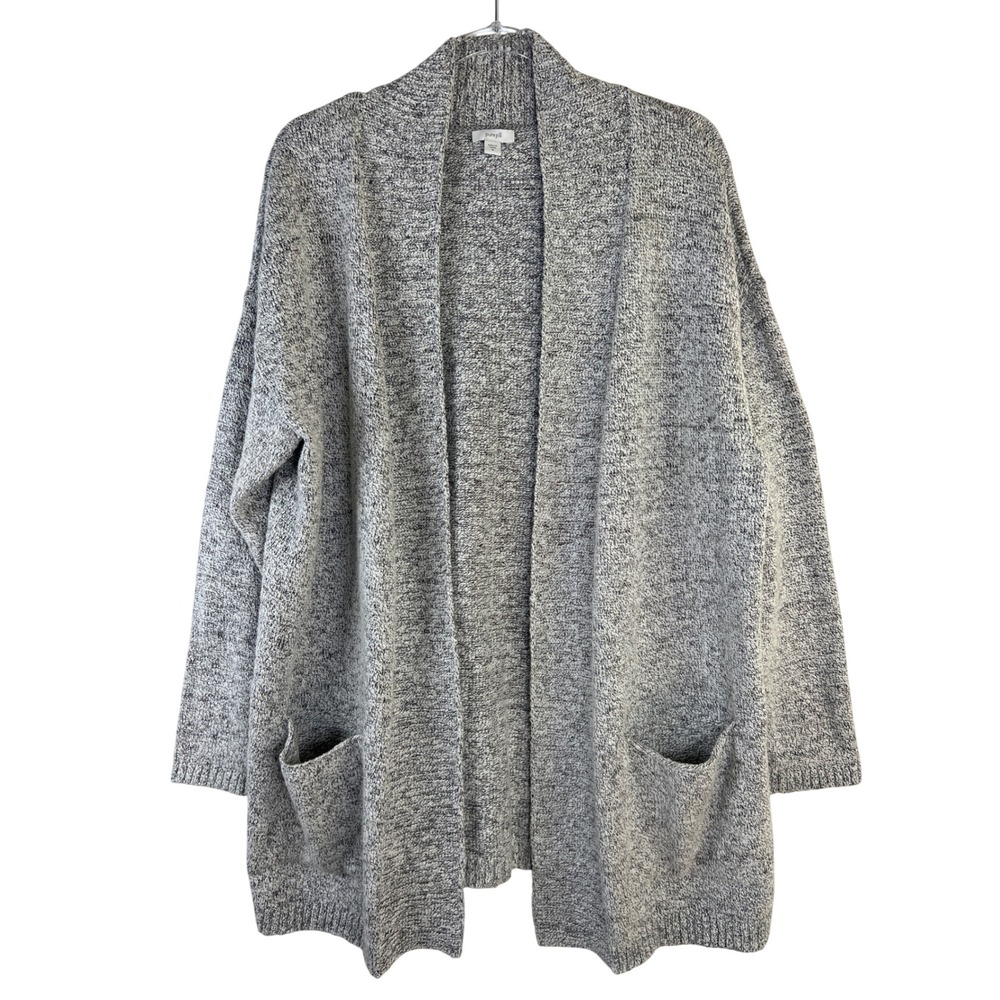 Pure Jill J. Jill Gray Cotton Blend Long Open Front Cardigan Sweater Womens Med